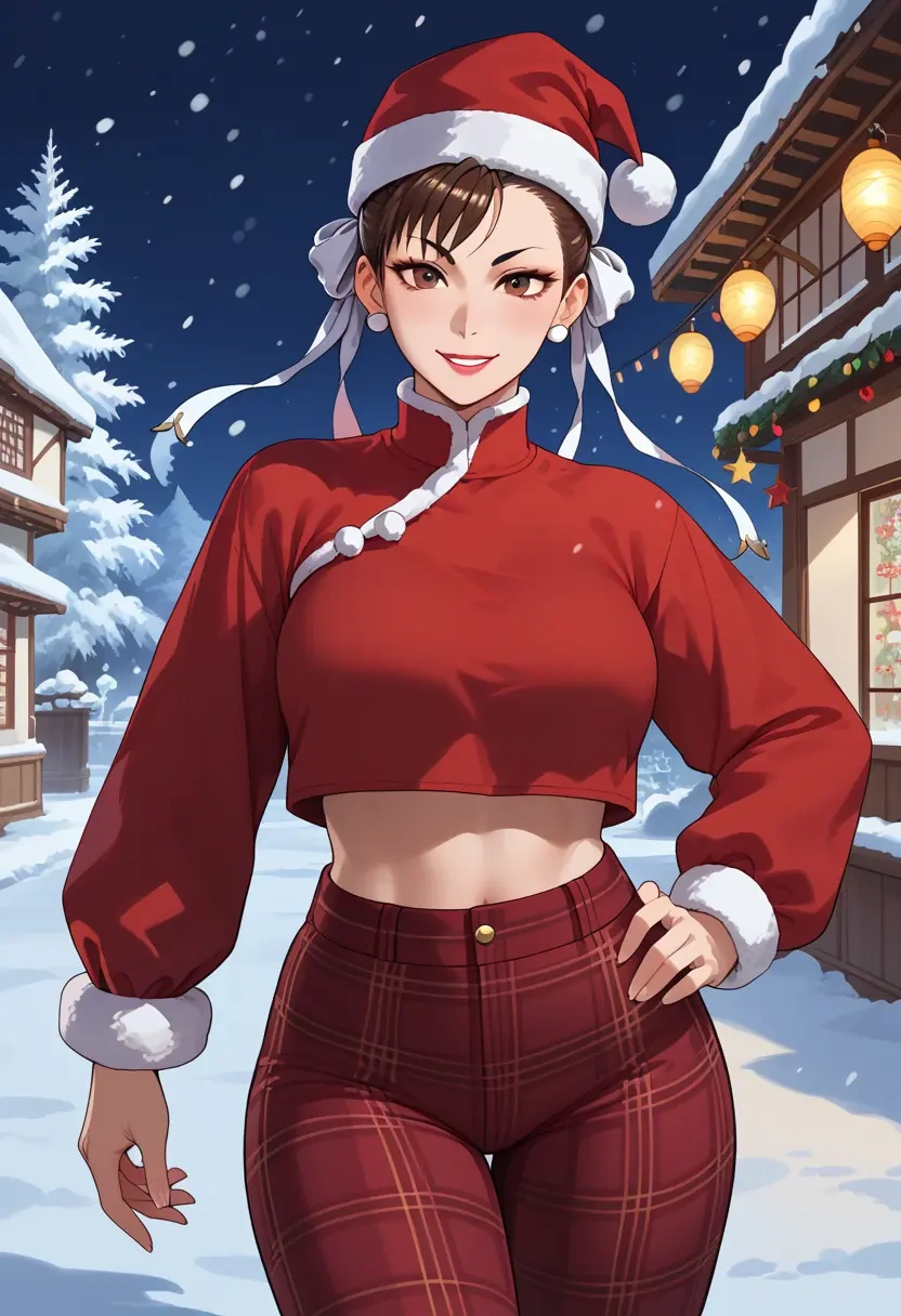 street_fighter,chun-li,Christmas,plaid trousers  - 