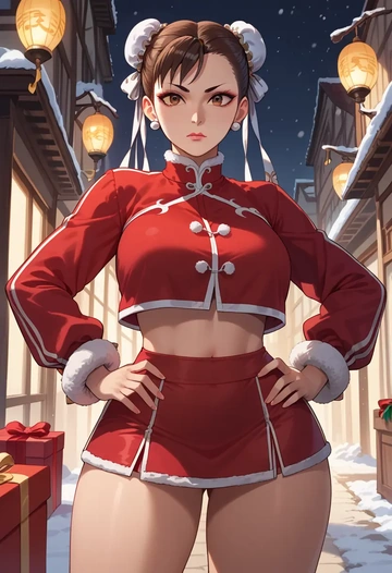 street_fighter,chun-li,Christmas,skirt  - AI generated anime art