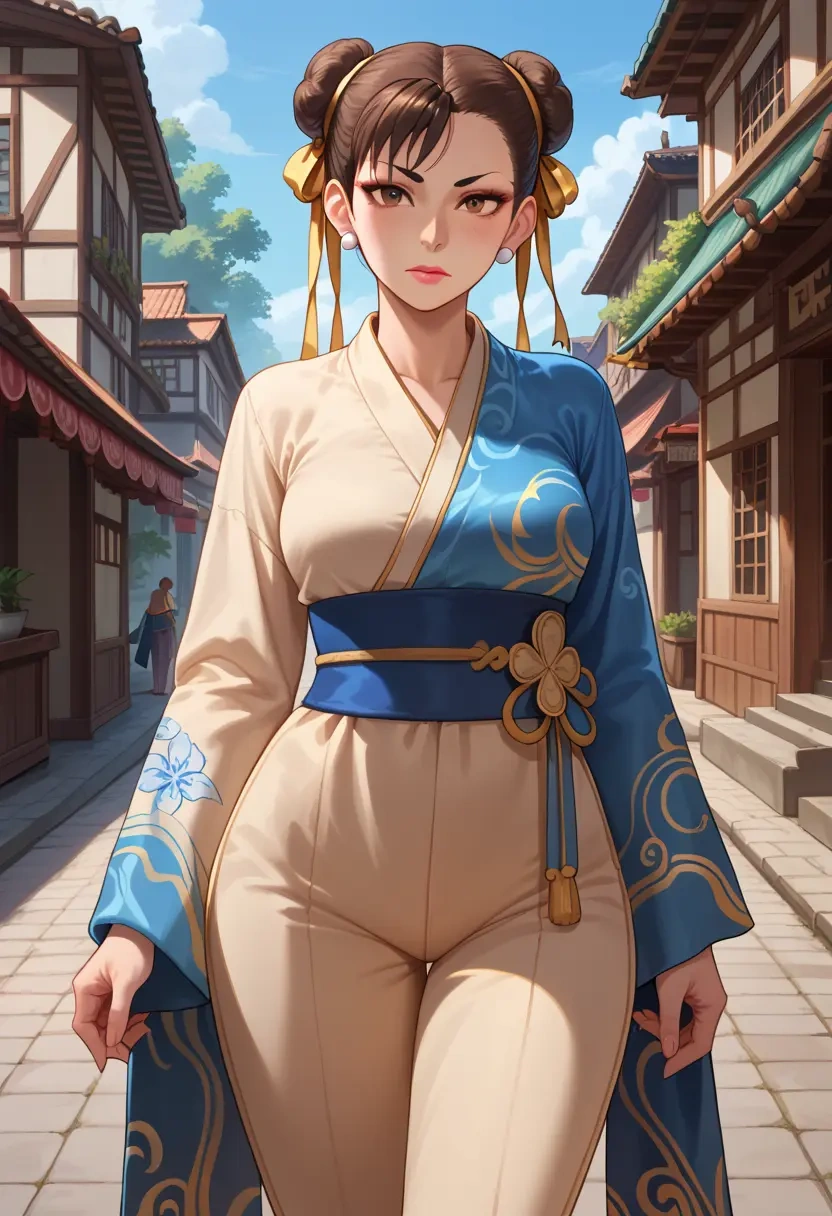 street_fighter,chun-li,kimono,silk,wide-leg trousers  - 