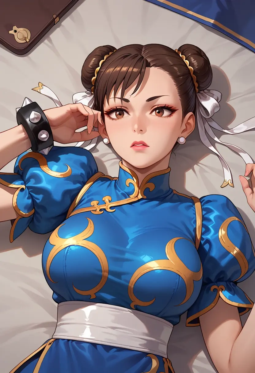 street_fighter,chun-li,witch blouse,asymmetrical skirt,striped stockings  - 