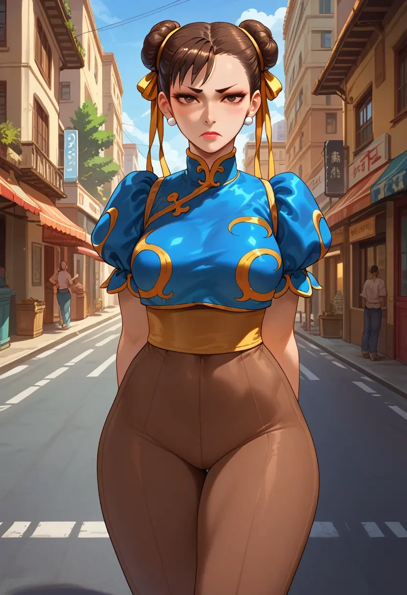 street_fighter,chun-li,mesh graffiti top,dolphin shorts  - 