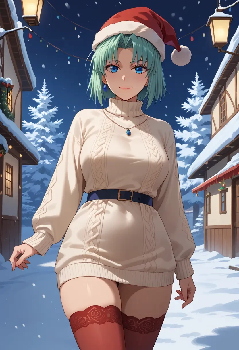 tsukihime,ciel_(tsukihime),Christmas,sweater dress,stockings  - 