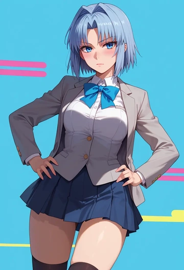 tsukihime,ciel_(tsukihime),winter,student uniform,blazer  - AI generated anime art