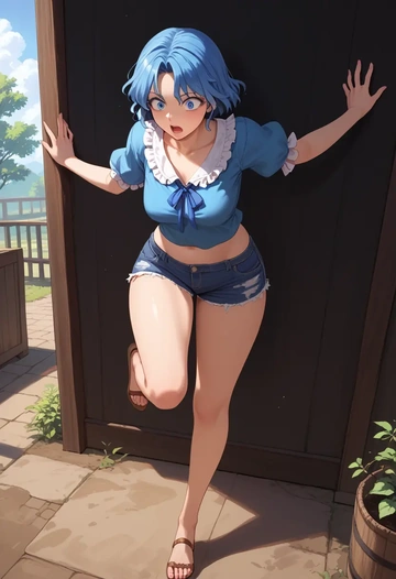 touhou,cirno,shorts,sexy  - AI generated anime art