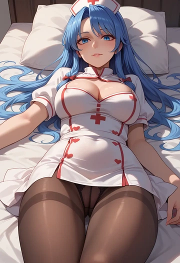 touhou,cirno,nurse, pantyhose,mini skirt  - AI generated anime art