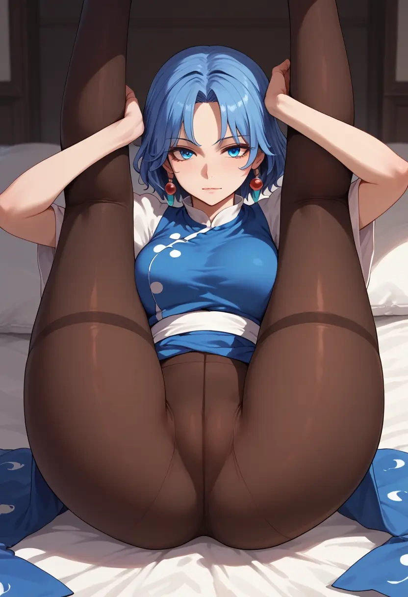 touhou,cirno,yoga, leggings,spread legs,one leg up,sexy  - 