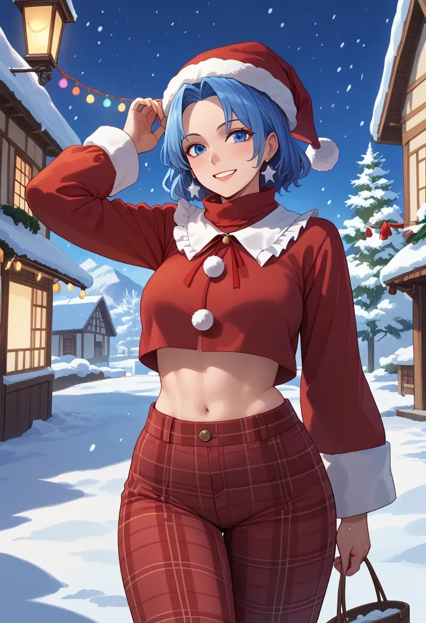 touhou,cirno,Christmas,plaid trousers  - 