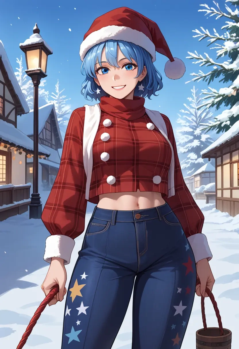 touhou,cirno,Christmas,plaid trousers  - 