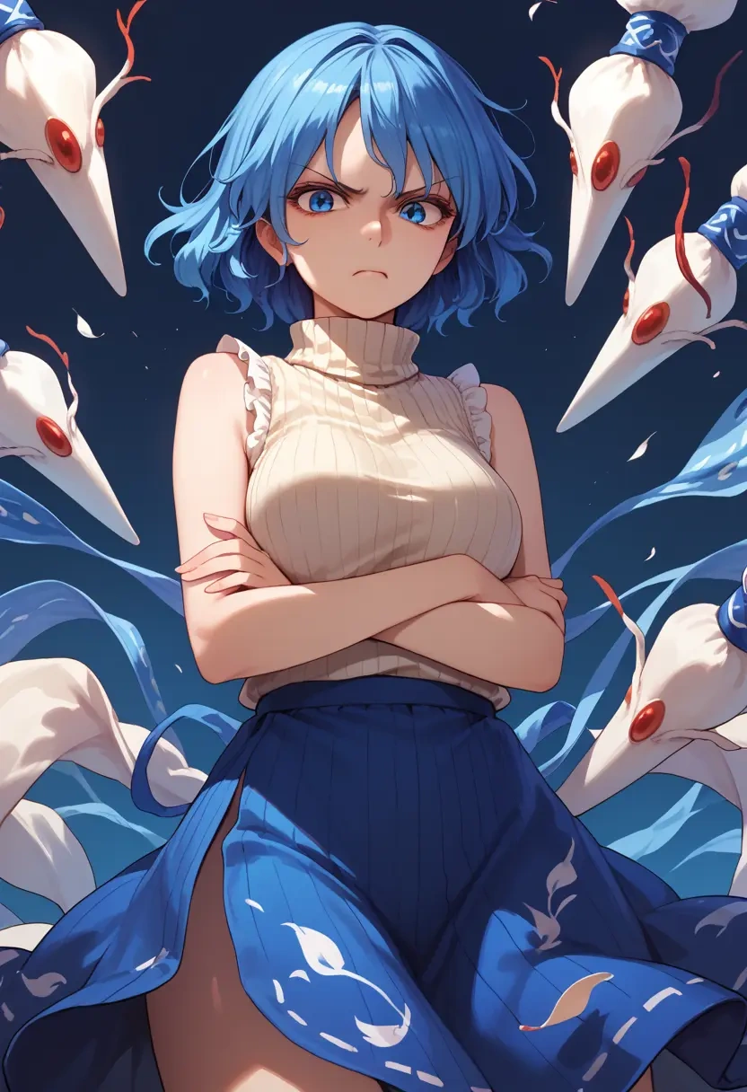 touhou,cirno,turtleneck,knit,maxi skirt  - 