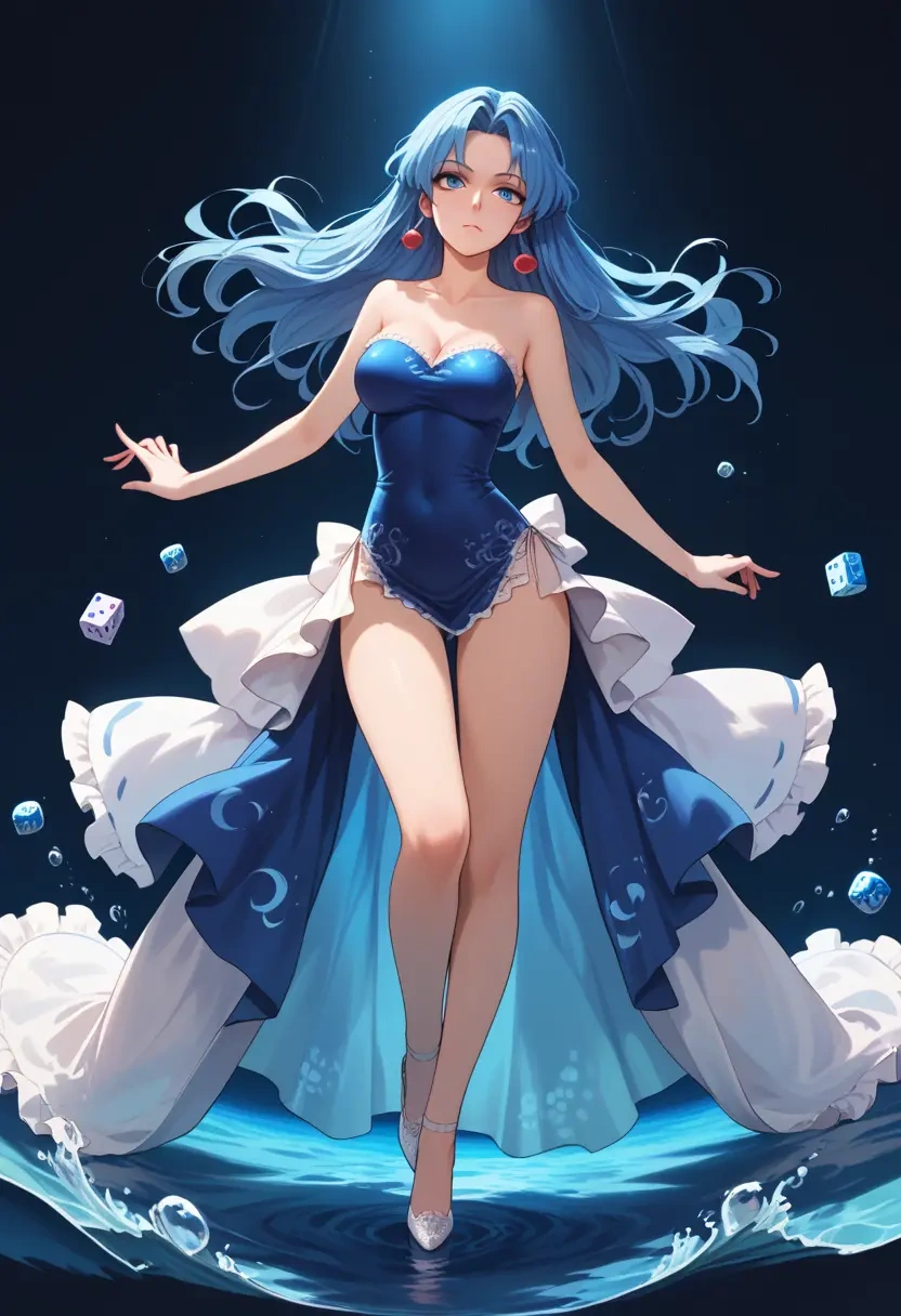 touhou,cirno,gown,strapless,mermaid silhouette  - 