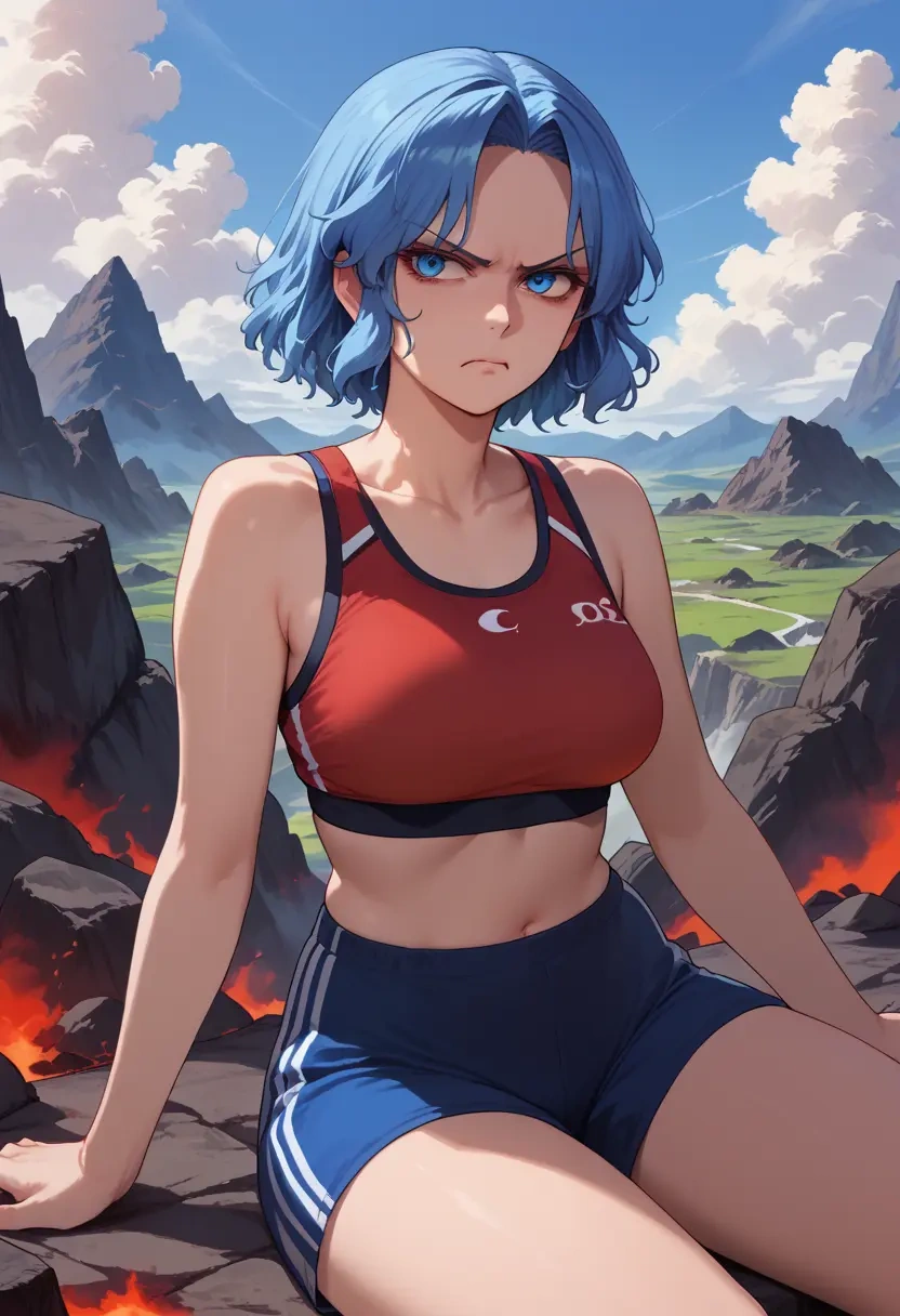 touhou,cirno,sports bra,wide-leg joggers  - 