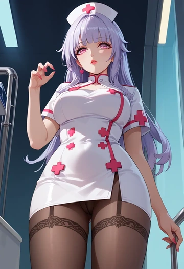 star rail,clara,nurse pantyhose,mini skirt, sexy  - AI generated anime art