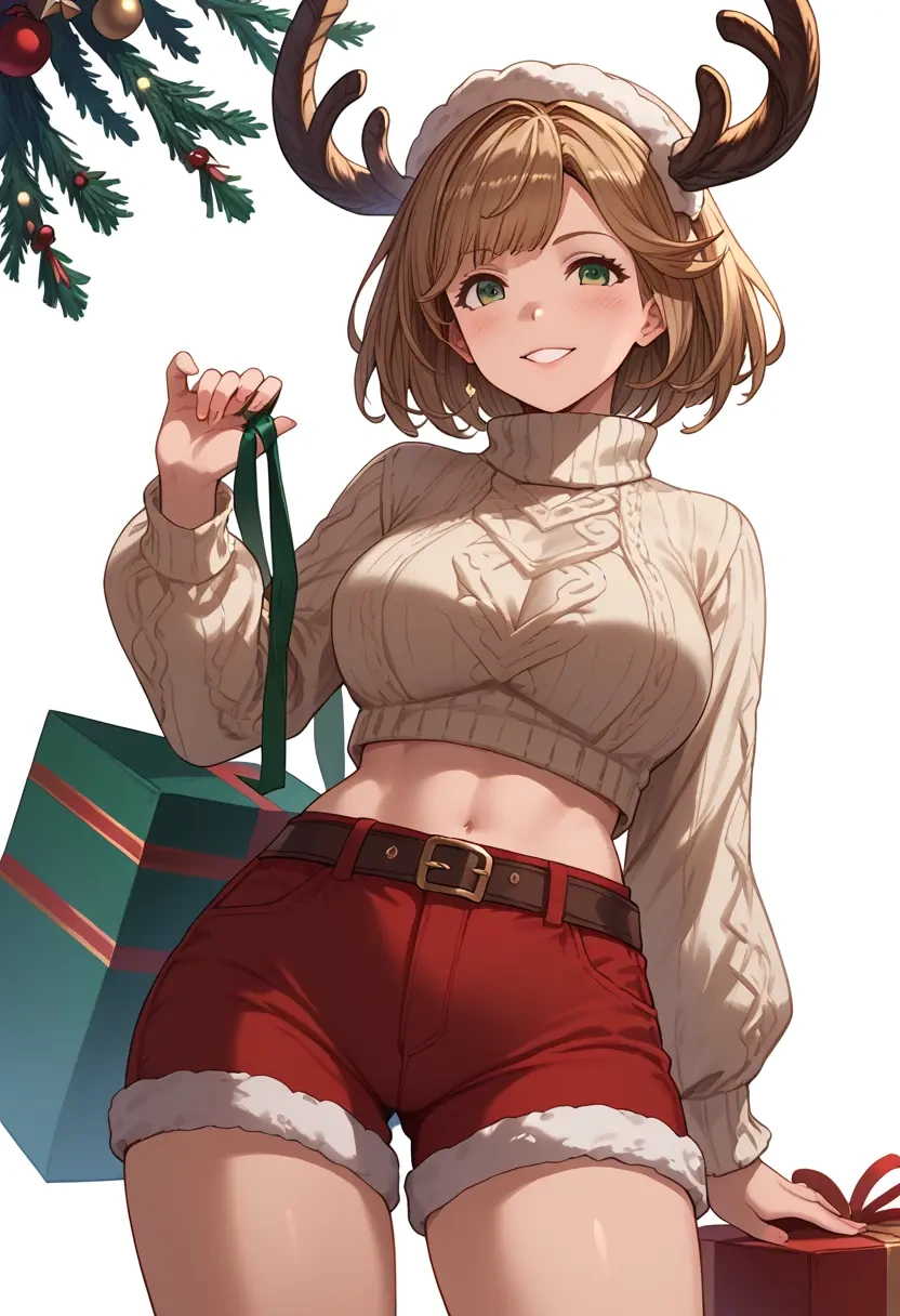 granblue_fantasy,clarisse_(granblue_fantasy),Christmas,red velvet shorts,turtleneck sweater  - 