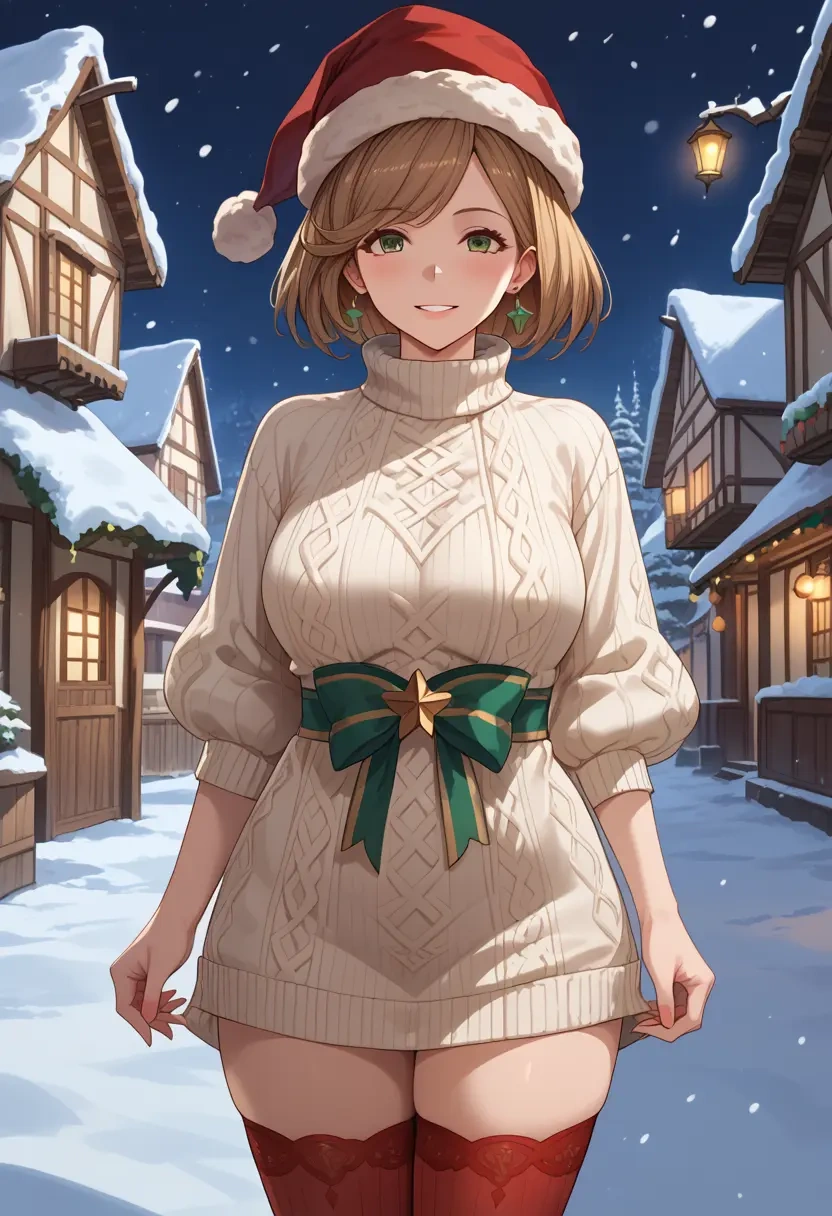 granblue_fantasy,clarisse_(granblue_fantasy),Christmas,sweater dress,stockings  - 