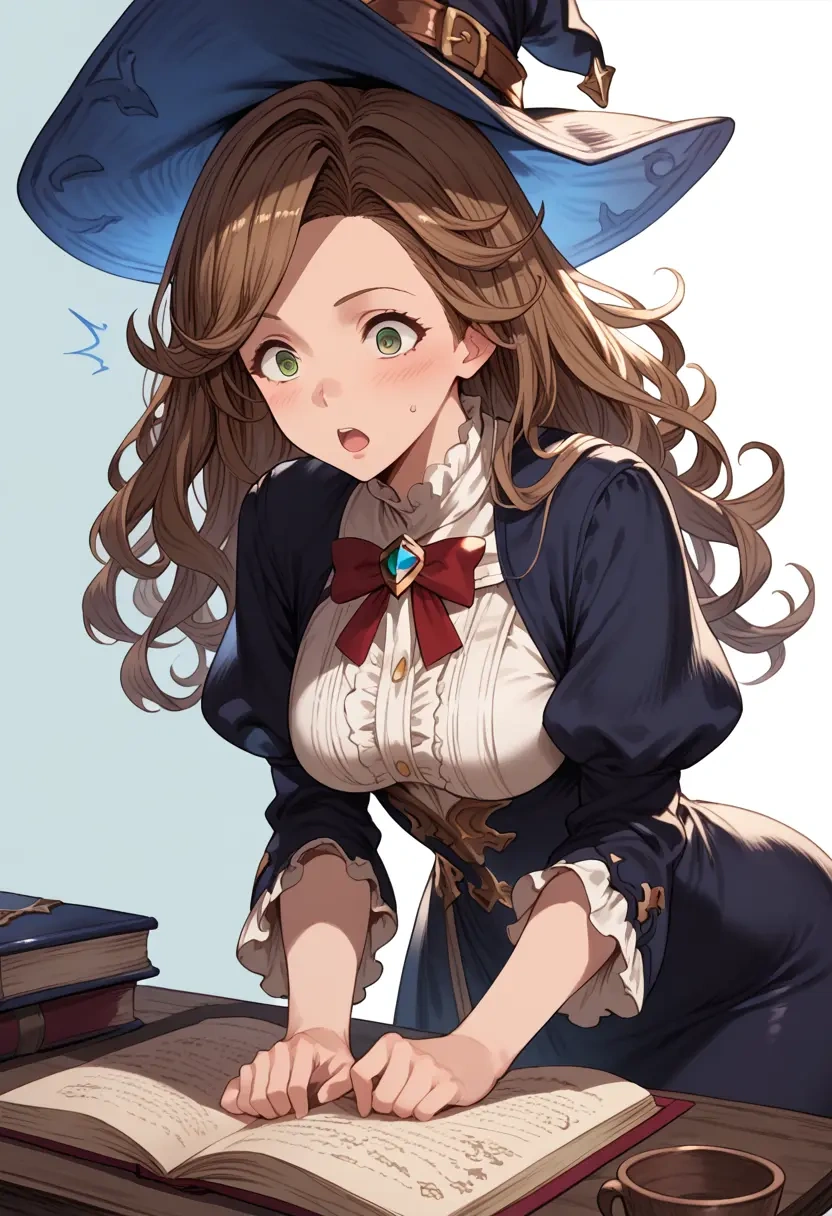 granblue_fantasy,clarisse_(granblue_fantasy),witch blouse,asymmetrical skirt,striped stockings  - 