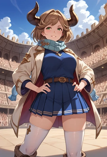 granblue_fantasy,clarisse_(granblue_fantasy),winter,student uniform,puffer jacket  - AI generated anime art