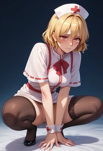 touhou,clownpiece,nurse pantyhose,mini skirt, sexy  - AI generated anime art