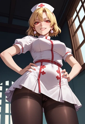 touhou,clownpiece,nurse pantyhose,mini skirt, sexy  - AI generated anime art