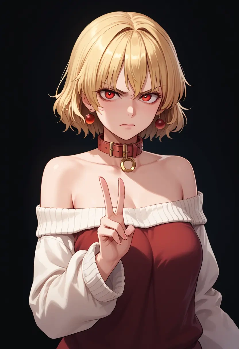 touhou,clownpiece,sweater,off-shoulder,collar  - 