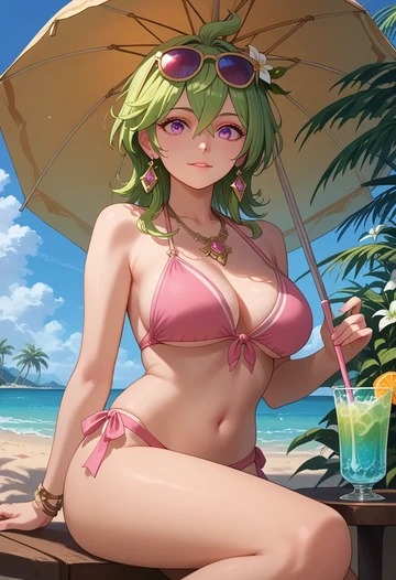 genshin impact,collei,bikini  - AI generated anime art