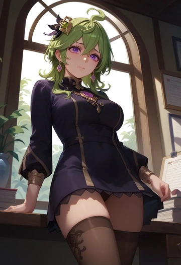 genshin impact,collei,secretary, stockings  - AI generated anime art