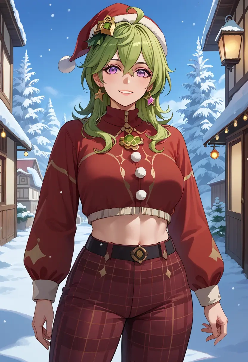 genshin impact,collei,Christmas,plaid trousers  - 