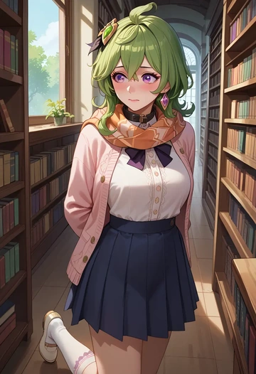 genshin impact,collei,spring,student uniform,light cardigan  - AI generated anime art