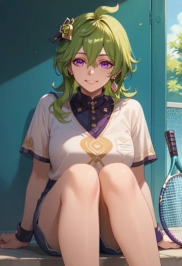 genshin impact,collei,tennis polo,skort  - AI generated anime art