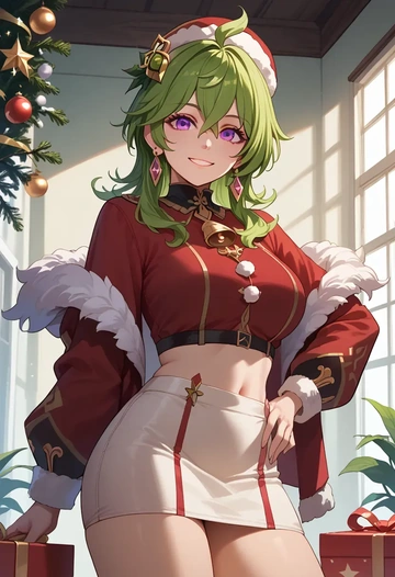 genshin impact,collei,Christmas,skirt  - AI generated anime art