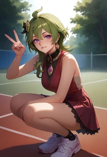 genshin impact,collei,tennis skirt  - AI generated anime art