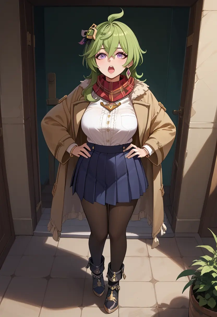 genshin impact,collei,winter,student uniform,fur-trimmed coat  - 