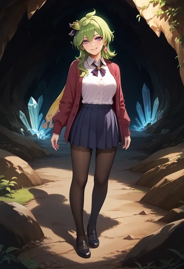 genshin impact,collei,winter,student uniform,cardigan  - AI generated anime art