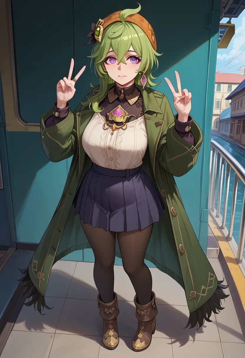 genshin impact,collei,winter,student uniform,duffle coat  - 