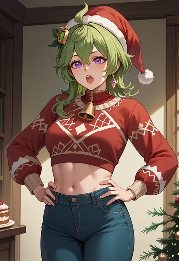 genshin impact,collei,Christmas  - AI generated anime art