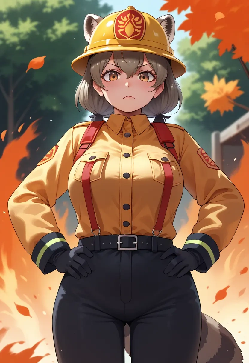 kemono_friends,common_raccoon_(kemono_friends),firefighter  - 