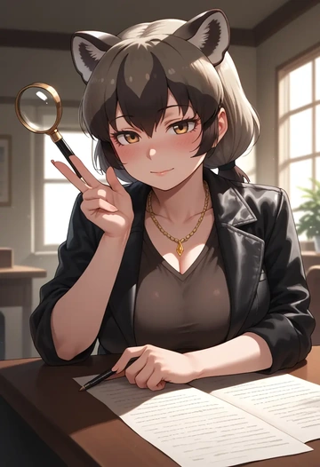 kemono_friends,common_raccoon_(kemono_friends),detective  - AI generated anime art