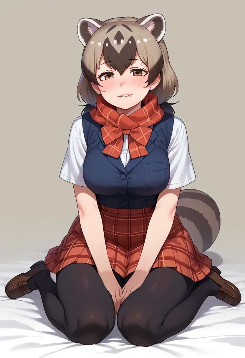 kemono_friends,common_raccoon_(kemono_friends),winter,student uniform,vest  - 