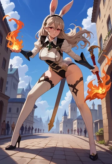 fire_emblem,corrin_(female)_(fire_emblem),bunny girl  - AI generated anime art