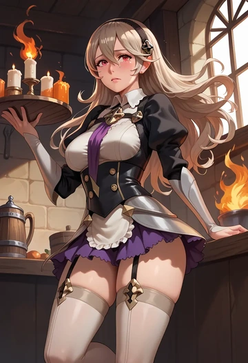 fire_emblem,corrin_(female)_(fire_emblem),mini skirt, stockings  - AI generated anime art