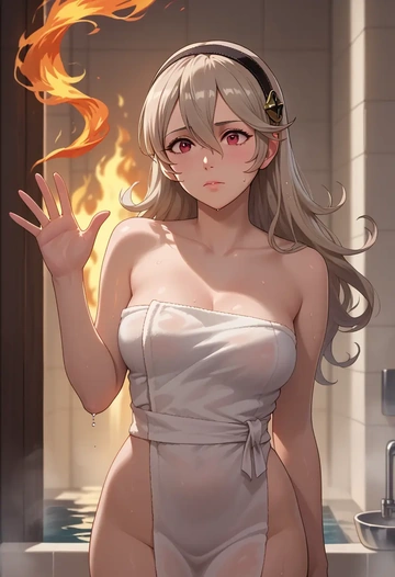 fire_emblem,corrin_(female)_(fire_emblem),towel,sexy  - AI generated anime art