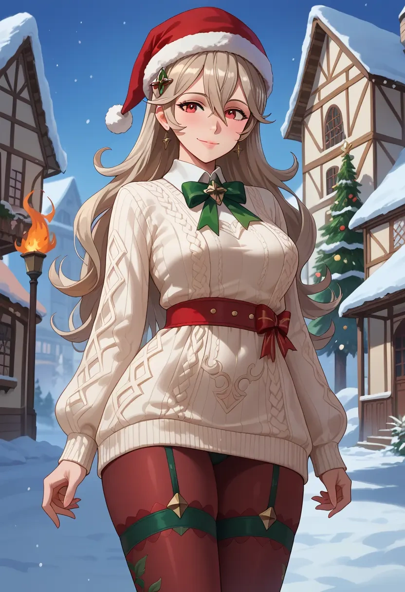 fire_emblem,corrin_(female)_(fire_emblem),Christmas,sweater dress,stockings  - 