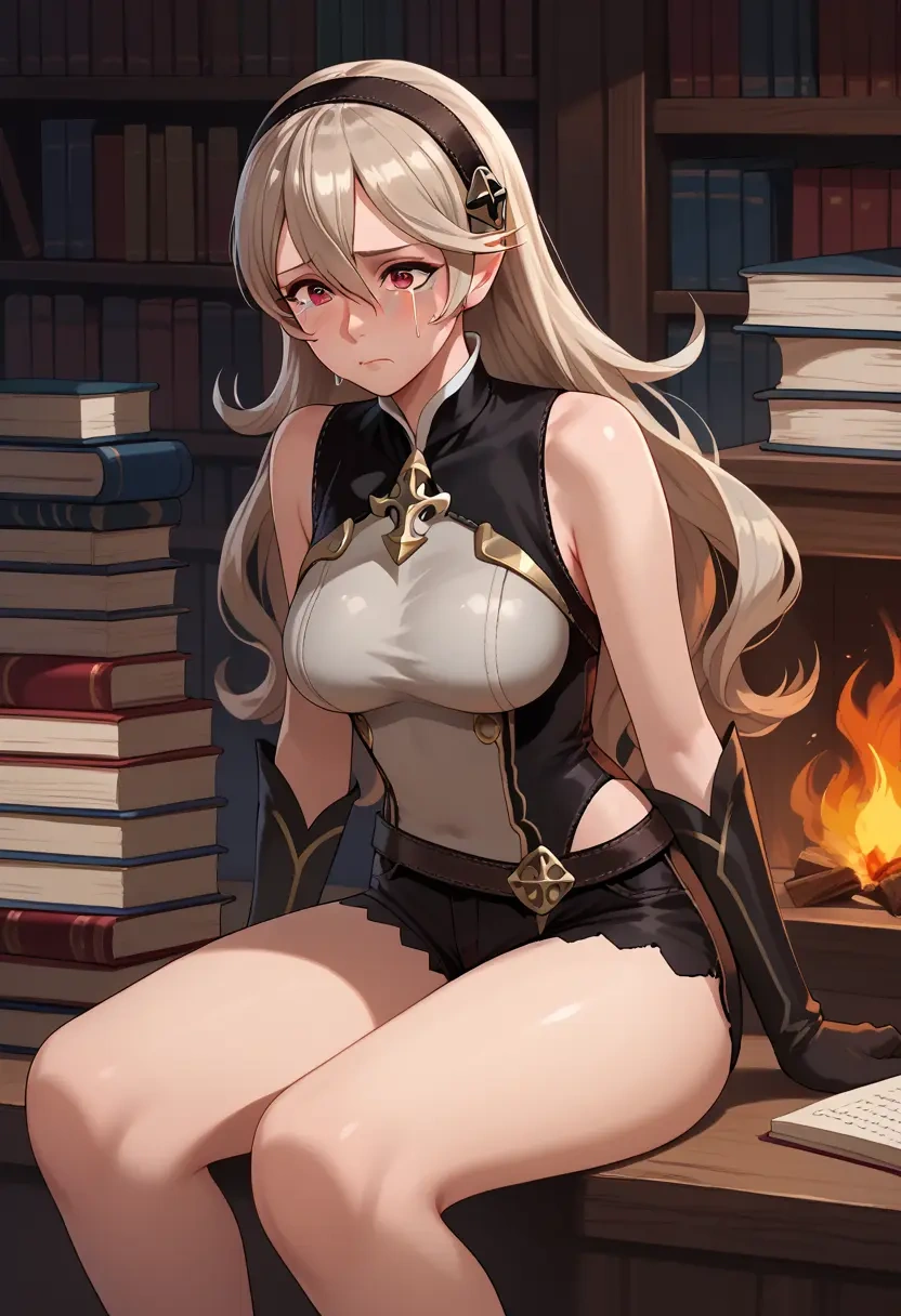 fire_emblem,corrin_(female)_(fire_emblem),sleeveless swim top,shorts-style bottom,contrast stitching  - 