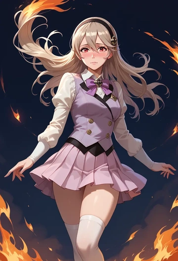 fire_emblem,corrin_(female)_(fire_emblem),spring,student uniform,vest  - AI generated anime art