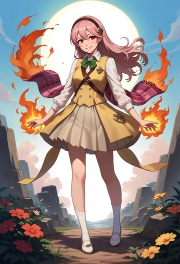 fire_emblem,corrin_(female)_(fire_emblem),spring,student uniform,vest  - AI generated anime art