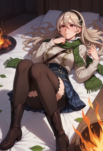 fire_emblem,corrin_(female)_(fire_emblem),winter,student uniform,fur-lined parka  - AI generated anime art