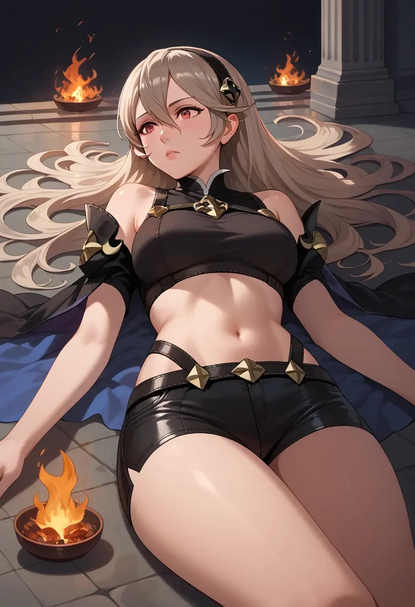 fire_emblem,corrin_(fire_emblem),leather,shorts,crop top  - 