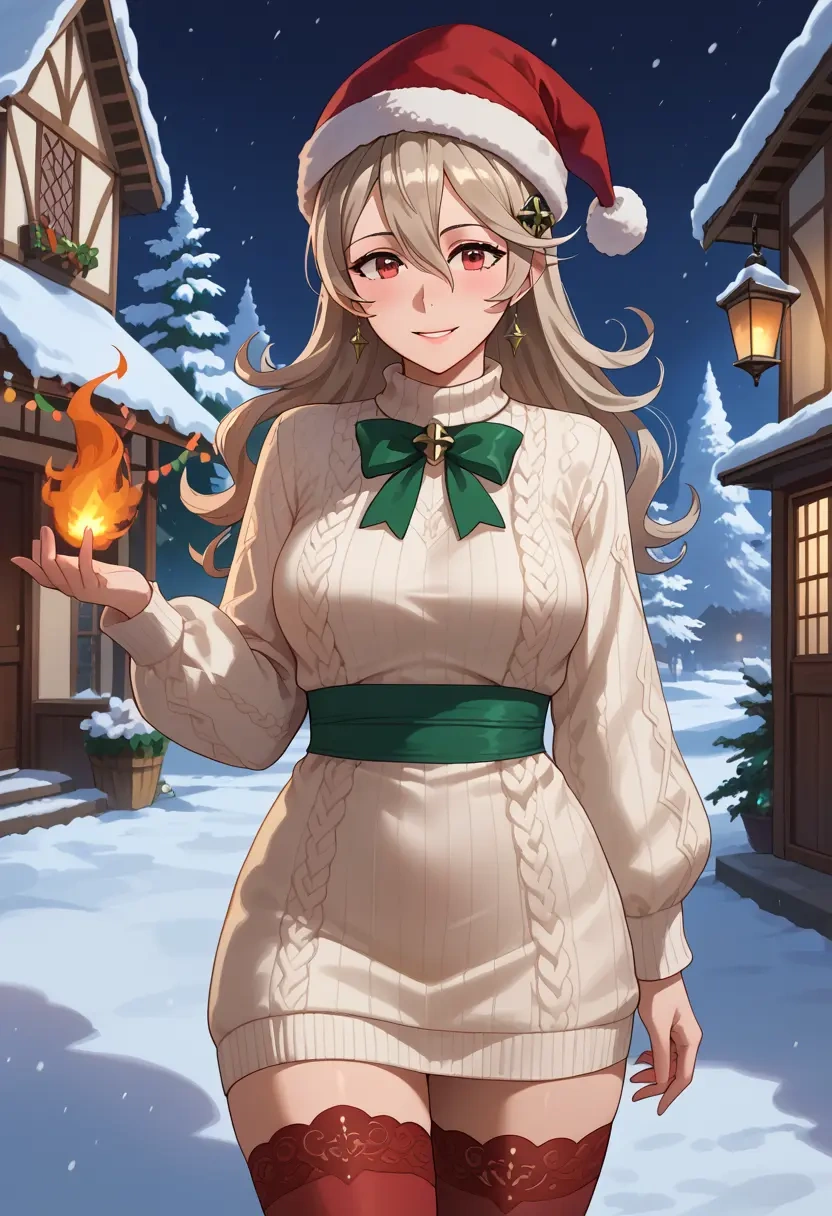 fire_emblem,corrin_(fire_emblem),Christmas,sweater dress,stockings  - 