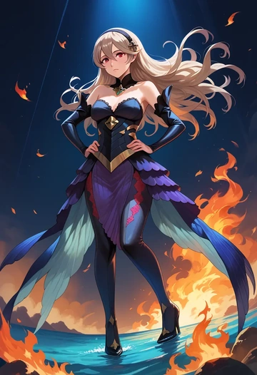 fire_emblem,corrin_(fire_emblem),gown,strapless,mermaid silhouette  - AI generated anime art