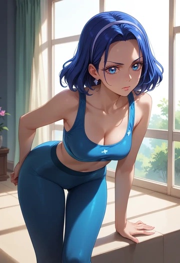 precure,cure_beauty,yoga shorts, bra  - AI generated anime art