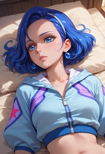 precure,cure_beauty,crop hoodie,shorts  - AI generated anime art